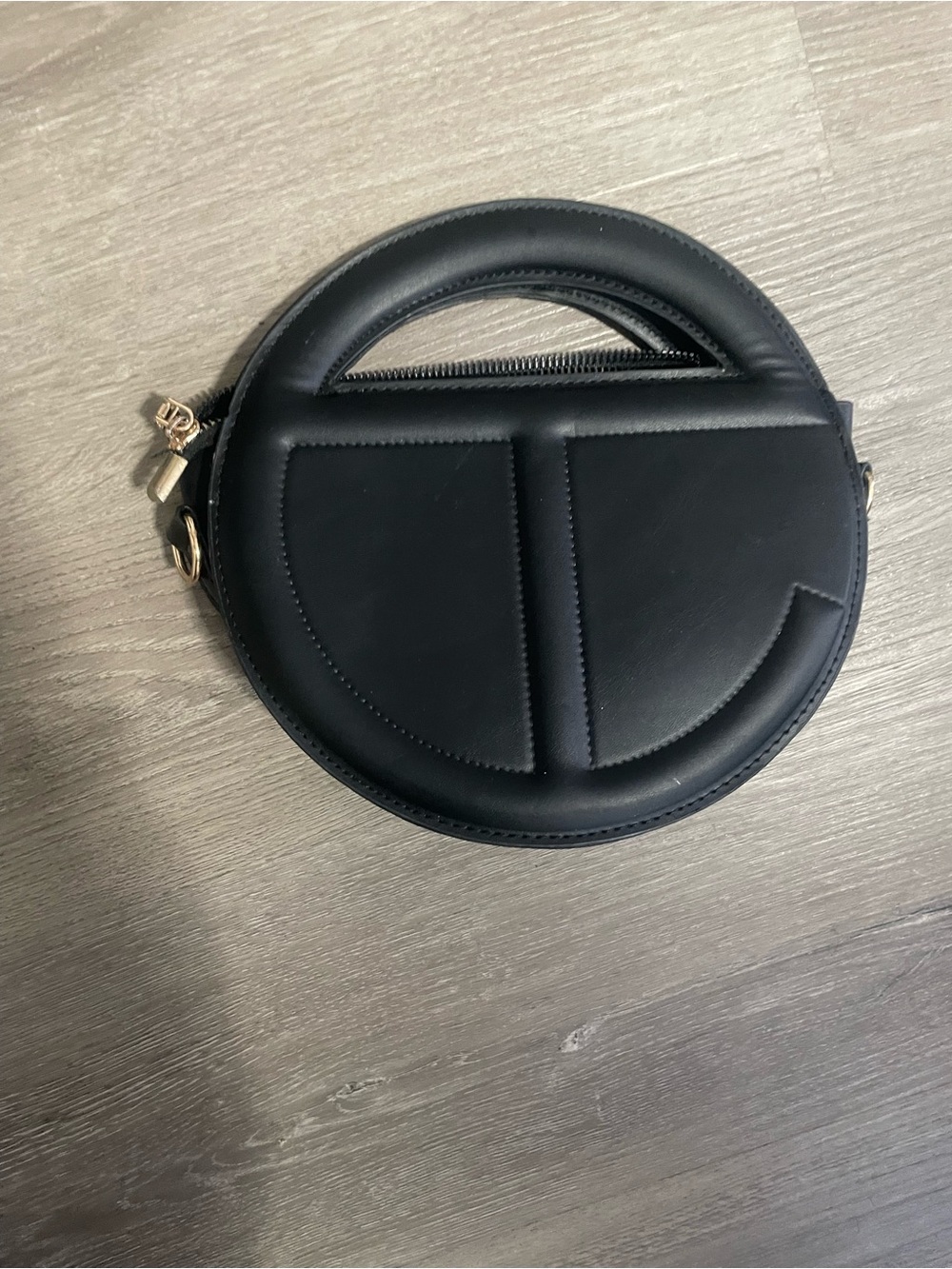 Telfar Black Circle Bag with Gold Hardware
